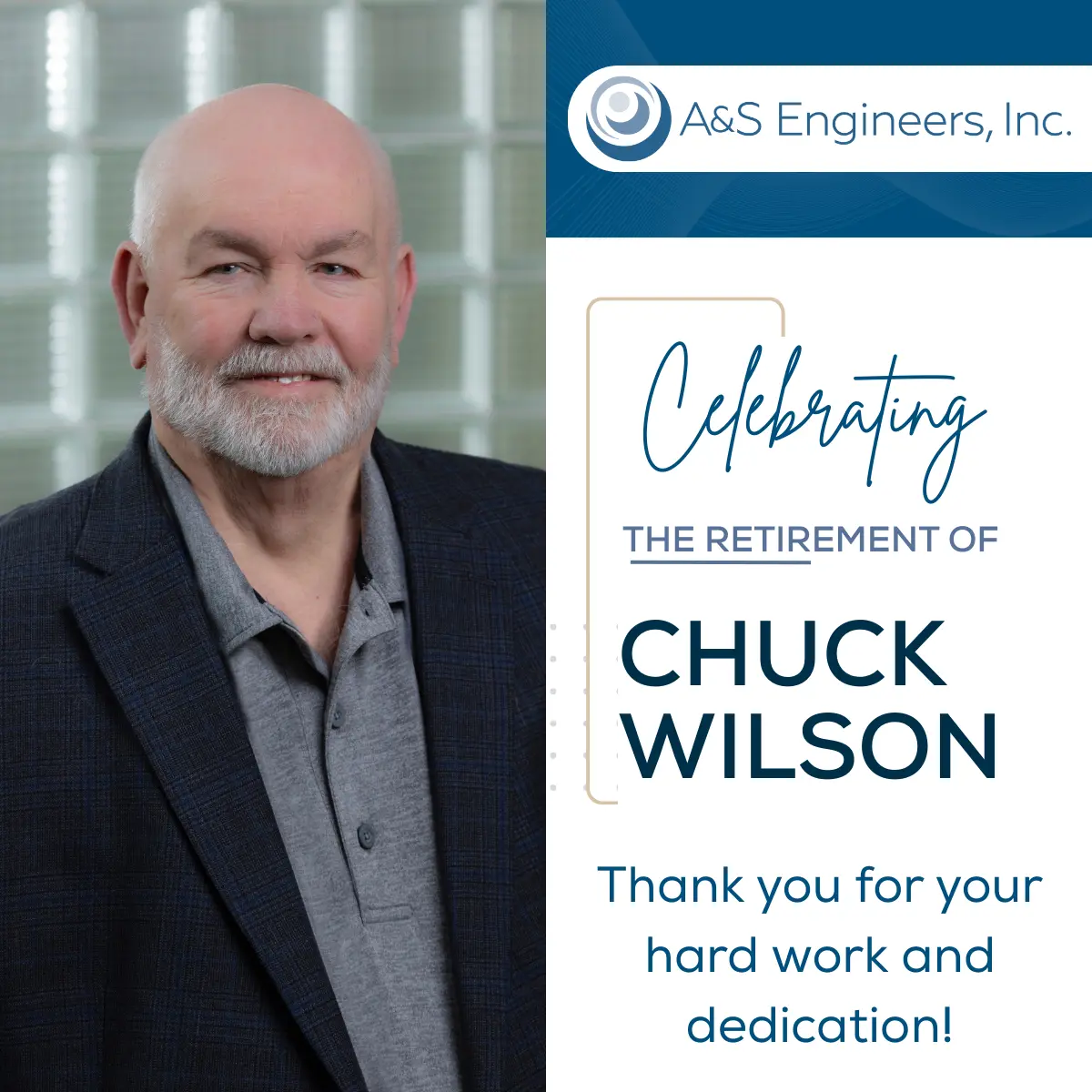 Celebrating the retirement of Chuck Wilson. Thank you for your hard work and dedication!